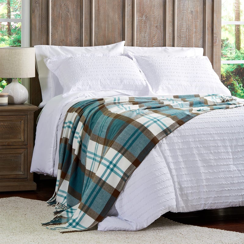 Lavish Home Bristol Plaid Soft Blanket-Oversized, Luxuriously Fluffy, Vintage-Look and Cashmere-Like Woven Acrylic-Breathable and Stylish Throws - Image 4